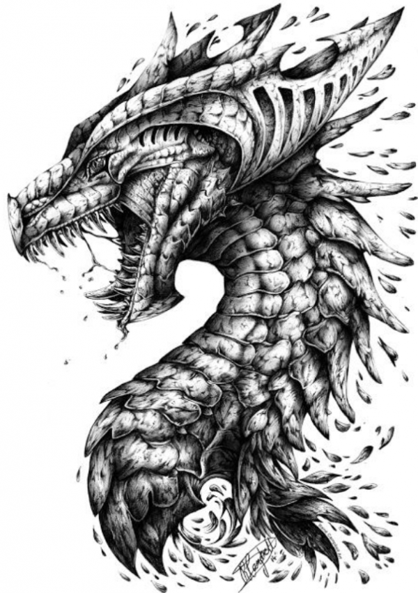 Gambar kepala binatang dengan detail sketsa